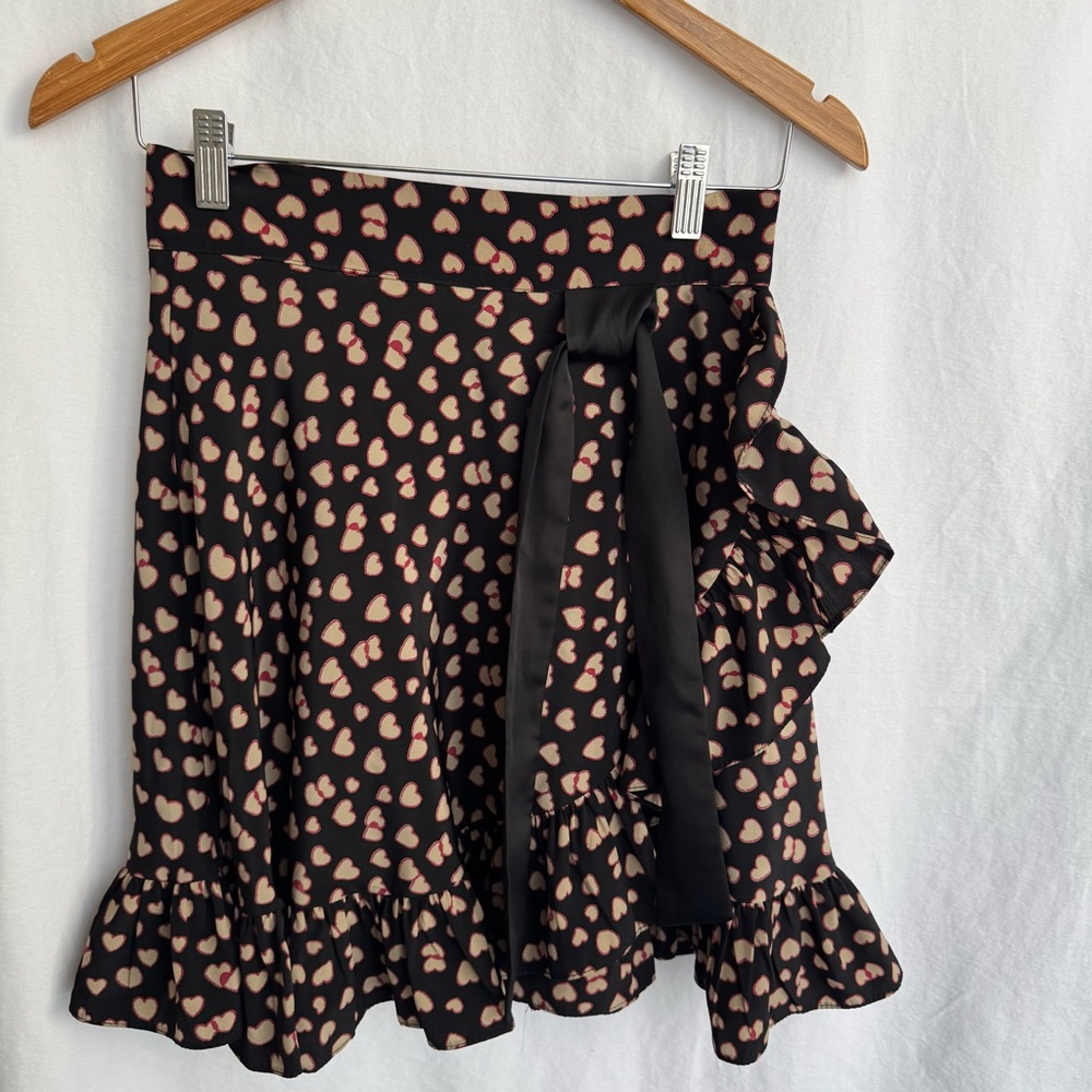 Juicy Girl Vintage Y2K Tiered Ruffle Mini Skirt Hearts Pattern Size Small